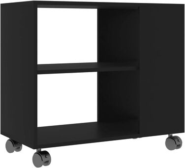 Журнальний стіл vidaXL на колесах, 2 рівні, чорний, 70x35x55 см, ДСП, для вітальні, кавовий/чайний стіл