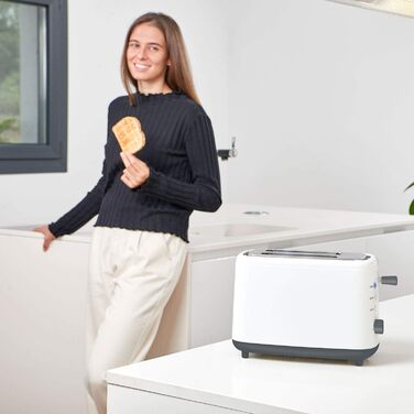 Тостер Black+Decker BXTO820E 820 Вт, 2 широкі екстрадовгі відсіки, 7 режимів, автоматичне центрування, білий пластик