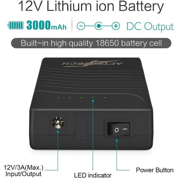 AFTERTECH Mini UPS Powerbank 12V 3000mAh: Джерело безперебійного живлення з USB-виходом