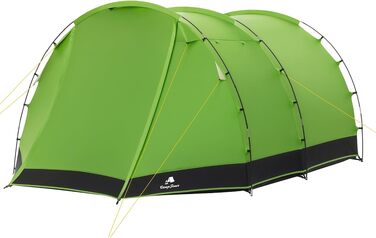 Сімейний намет CampFeuer Zelt Super+ для 4 осіб: великий тунельний намет з 2 входами, тамбуром та водонепроникністю 3000 мм (Зелений/Чорний)