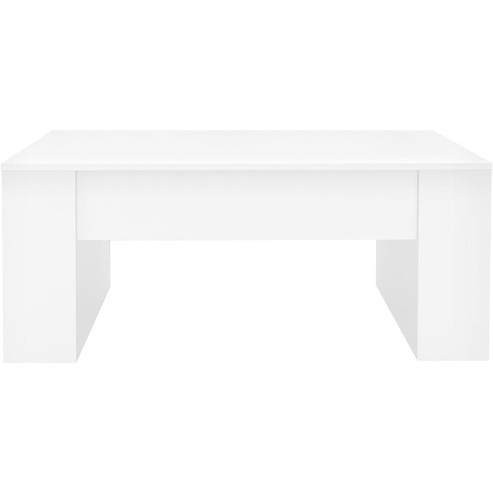Стіл журнальний ML-Design білий 100x60x42 см, сучасний дерев'яний столик для вітальні з 2 боковими полицями, просторий кавовий стіл з місцем для зберігання