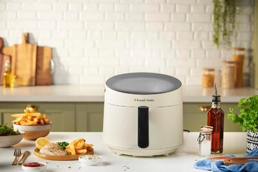 Аерофритюрниця Russell Hobbs SatisFry Panoramic 5 л, 10 програм, з оглядовим вікном, без олії, для фритюру, грилю, запікання та випікання, до 200°C, підходить для посудомийної машини, кремова, модель 27421-56