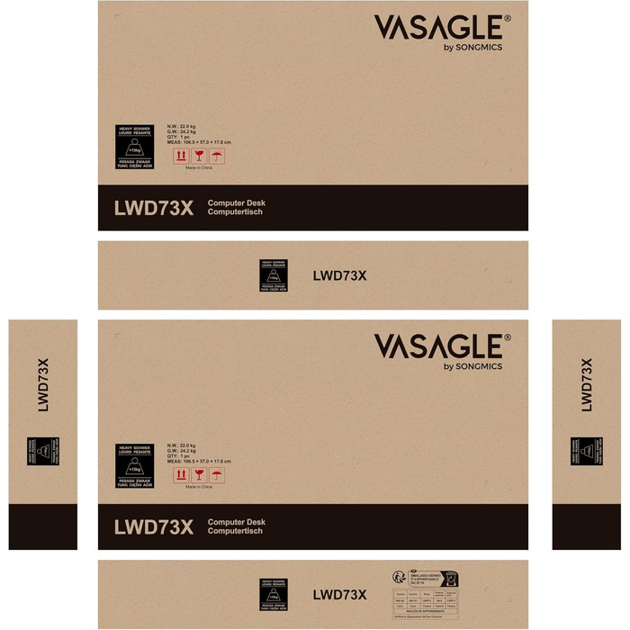 VASAGLE кутовий письмовий стіл L-подібний для геймінгу та роботи, 149x149x76 см, економія простору, простий монтаж, вінтажно-коричневий з чорним