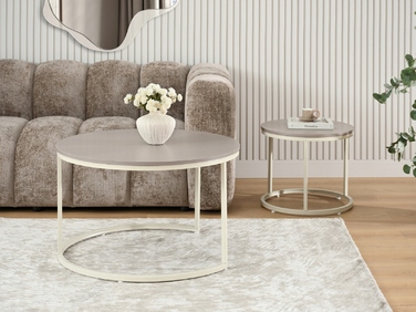 Круглий кавовий столик Mebel-Partner, 80 x 80 x 48,5 см, кремовий, відтінки бежевого