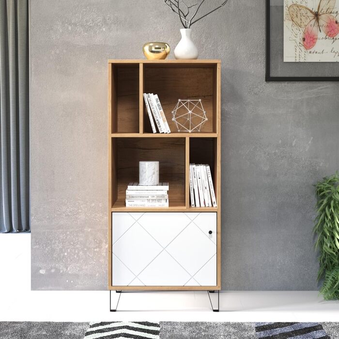 Trendteam Smart Living комод-тумба Trendteam Smart Living - комод-тумба з 2 дверцятами та 4 відділеннями, Artisan Eiche/Weiß, 63 x 136 x 40 см, з металевими ніжками