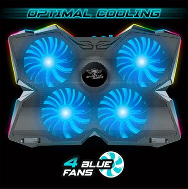 Охолоджувач для ноутбука Spirit of Gamer AIRBLADE 500 (10-17 дюймів), 4 тихі вентилятори, RGB підсвітка, сумісність з PC, PS5, PS4, Xbox