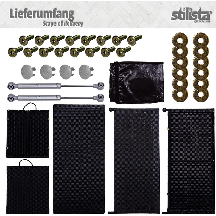 Ящик для подушок STILISTA® з ротангу (поліротанг) 122x62x56 см з кришкою, автоматичним підйомним механізмом, внутрішньою підкладкою, колесами та ручками, 4 кольори