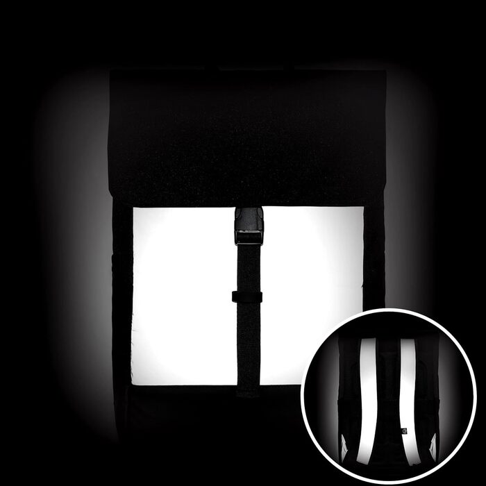 Рюкзак Johnny Urban Mika Reflective чорний, водовідштовхувальний, рефлективний, для чоловіків та жінок, роллтоп для велосипеда, університету, школи