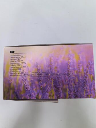Ультразвуковий аромадифузор WD&CD 550 мл з пультом, зволожувач повітря, LED підсвічування 7 кольорів, автоматичне вимкнення, для ефірних олій, білий