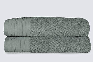 Рушник для душу Jilda-Tex Premium, 100% бавовна, махровий, зелений, 70x140 см, 2 шт, лляна текстура