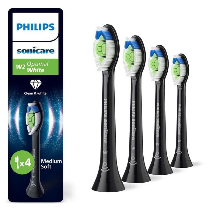 Смінні насадки для електричної зубної щітки Philips Sonicare W2 Optimal White, чорні, 8 шт, HX6068/88