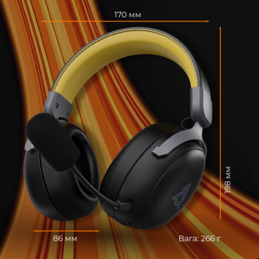 Бездротова ігрова гарнітура Ajazz AHM08 MAX Black Gray Yellow (AHM08-MAX-BGY)