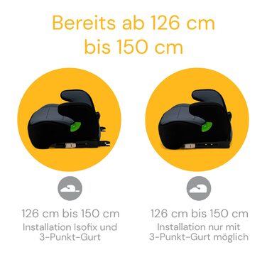 Дитяче автокрісло Osann Junior Isofix Gurtfix i-Size, бустер для дітей 126-150 см, чорний
