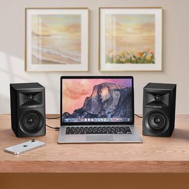 Sanyun SW203: Акустична система 4.0 для студії - 60W, 4-смугова, DSP, 3D звук, USB/Bluetooth 5.4, 24bit DAC, 3