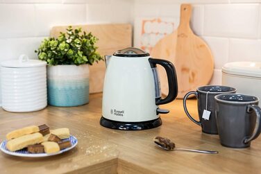 Електричний чайник Russell Hobbs Colours+ Edelstahl 1.0л, 2400Вт, з фільтром від накипу та індикатором рівня води, колір крем (24994-70)