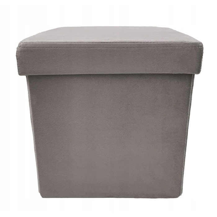 Квадратний оббитий пуф Kontrast сірого кольору зрідним сховищем, 30x30x30 см