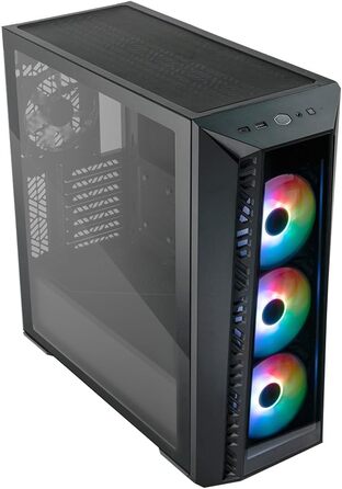 Корпус для ПК Cooler Master MasterBox 520, Mid-Tower ATX, 4 встановлені вентилятори, гартоване скло, ARGB-контролер, чорний