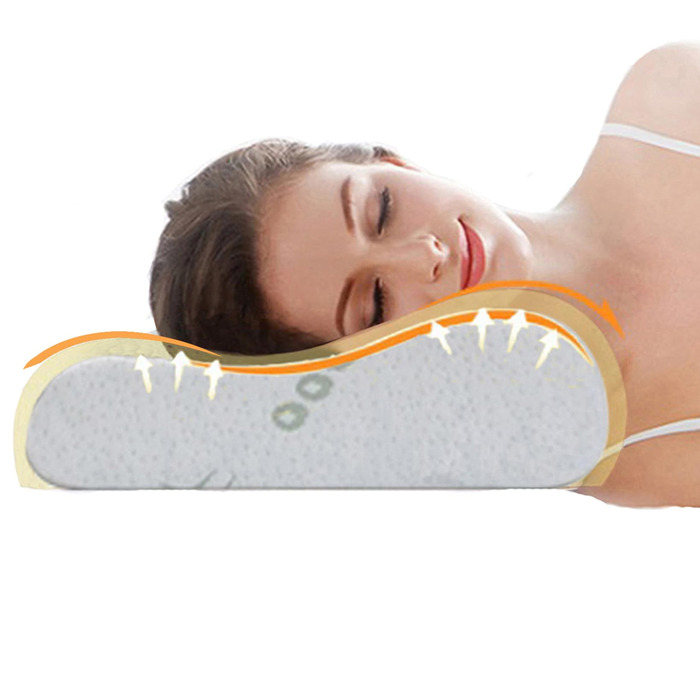 Подушка ортопедична з піни Memory Foam для глибокого сну, бамбукова, біла, гіпоалергенна, знімний чохол