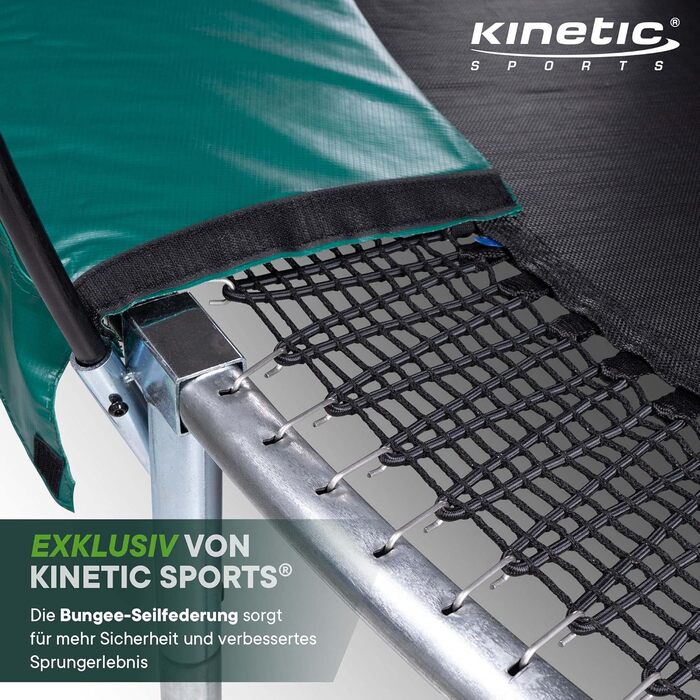 Батут Kinetic Sports Bungee Safety Elite Ø 366 см для дітей та дорослих (темно-зелений) - AirMAXX, без пружин, вуличний