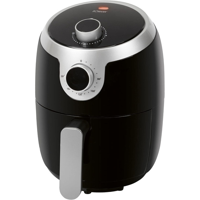 Аерофритюрниця Bomann FR 6050 H CB, 1,8 л, без олії, 1000 Вт, чорна/срібляста, для картоплі фрі та курячих крилець