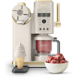 Ninja CREAMi NC701UKSTGD - машина для приготування морозива, сорбету, молочних коктейлів та джелато (2 контейнери, 13 функцій, золотий)