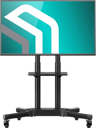 Мобільна TV стійка ONKRON TS1351-B для телевізорів 32-65 дюймів, до 50 кг, регульована висота, VESA 100x100-600x400, на колесах, чорна