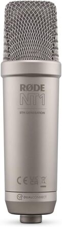 Студійний мікрофон Rode NT1 5th Gen XLR/USB сріблястий з тримачем keepdrum MSA033