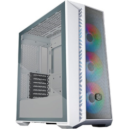 Корпус для ПК Cooler Master MasterBox 520 Mesh, Mid-Tower ATX, 3 встановлені вентилятори, кілька варіантів охолодження, сітчаста передня панель, бічна панель із загартованого скла, ARGB-контролер, білий