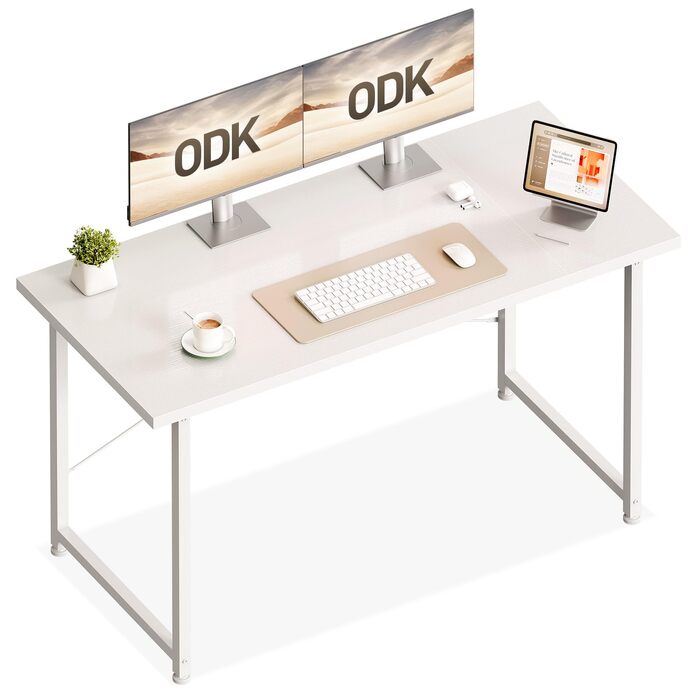 Комп'ютерний стіл ODK 120x48 см, білий - стіл для дому, офісу, спальні, вітальні, компактний письмовий стіл