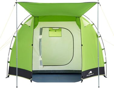 Сімейний намет CampFeuer Zelt Super+ для 4 осіб: великий тунельний намет з 2 входами, тамбуром та водонепроникністю 3000 мм (Зелений/Чорний)