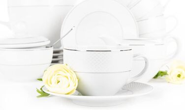 Набір кавових чашок Konsimo Amelia Satin капучино з блюдцями, 6 шт, 250 мл
