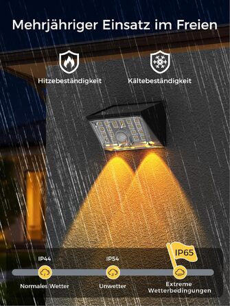 Комплект сонячних настінних світильників Smiling Shark WL-06 (4 шт), LED-лампи з датчиком руху 120°, 4 режими роботи, водонепроникні IP65 для саду, тераси та паркану, тепле біле світло