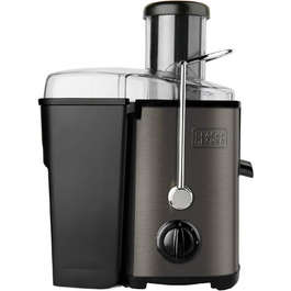 Соковижималка BLACK+DECKER BXJE600E, 600 Вт, для овочів і фруктів, з нержавіючої сталі, 62 мм, 2 швидкості, 2 контейнери для соку та м’якоті