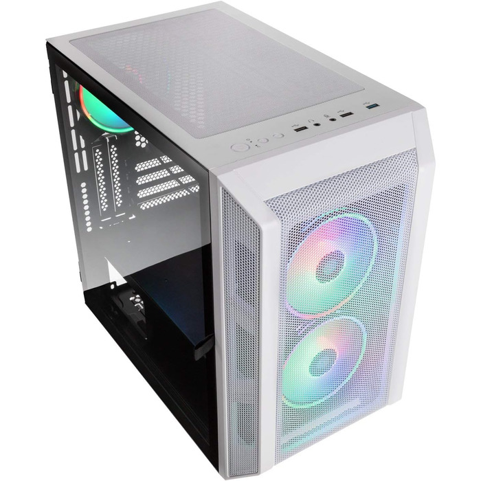 Корпус для ПК KOLINK Citadel Mesh Micro-ATX RGB, білий, з прозорою боковою панеллю, скляний, компактний, підсвітка, для комп'ютера