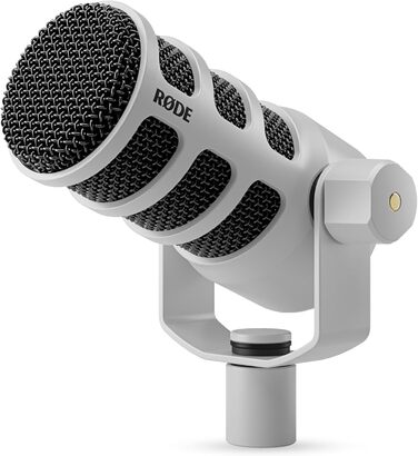 Динамічний мікрофон RØDE PodMic білого кольору для подкастингу, стрімінгу, ігор та запису голосу, мовна якість, з інтегрованим кріпленням