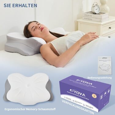 Подушка для шиї з піни Memory Foam: ергономічна підтримка, зняття болю, дихаючий чохол для сну на боці, спині та животі