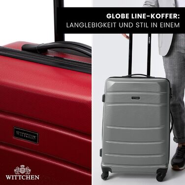 Чемодан на колесах WITTCHEN Globe Line, ручна поклажа, ABS, кодовий замок, 25 x 33 x 33 x 16,5 см, Lufthansa/Eurowings/Ryanair/Condor/Discover Airlines (косметичка, червоний)