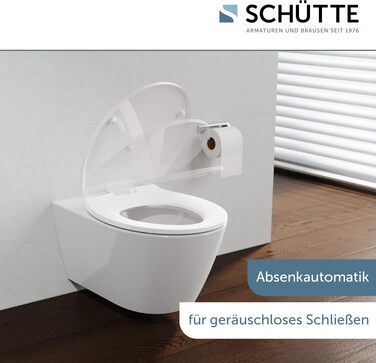 Сидіння для унітаза SCHÜTTE з мікроліфтом (Soft-Close), біле, матеріал Duroplast, Slim дизайн, витримує до 200 кг