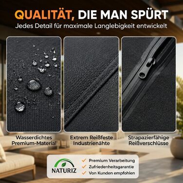 Чохол для плетенего крісла-гойдалки Naturiz® Преміум зимовий, водонепроникний, захисний від УФ-випромінювання 120 см, Oxford 600D, чорний