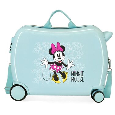 Дитяча валіза Disney Minnie Mouse Enjoy the Day бірюзового кольору, жорстка ABS-пластик, 50x38x20 см, 34л, з комбінованим замком та 4 колесами, ручна поклажа