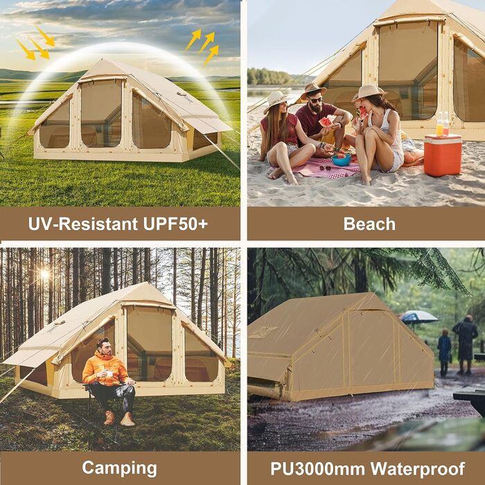 Надувний намет для кемпінгу Oxford 4-6 осіб, водонепроникний, Air Glamping - швидкозбірний намет для відпочинку на природі
