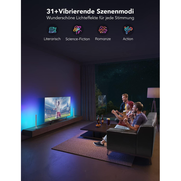 Розумна підсвітка для телевізора Govee RGBIC LED TV Lightbars з подвійними світлодіодами, для ТВ 45-70 дюймів, білий