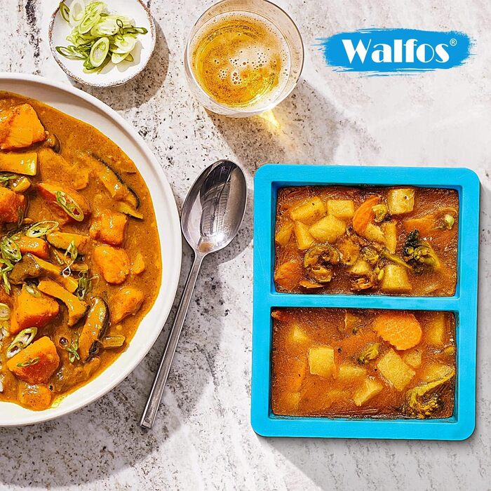 Контейнер для морозива Walfos® 1.5л, 2 шт. + Форми для льоду (4 шт.) - багаторазовий, силіконовий кришка, для домашнього морозива та йогурту
