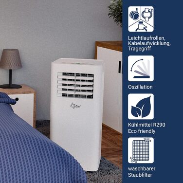 Мобільний кондиціонер SUNTEC Comfort 7.0 Eco R290, 2050 Вт, 7000 BTU, з відводом повітря, охолоджувач і осушувач для кімнат до 25 м², тиха робота, для дому та офісу