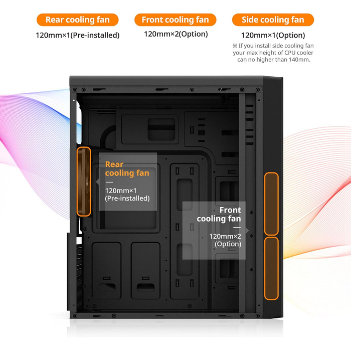 Корпус для ПК Zalman T6 ATX Midi-Tower, чорний, ігровий, з попередньо встановленим 120-мм вентилятором, добрий повітряний потік