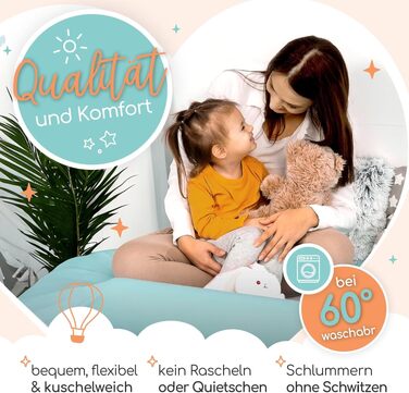 Подушка для годування Zoula Kidz® надувна, портативна (150 см) з бавовняним чохлом OEKO-TEX – для подорожей та дому