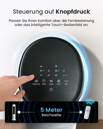 Pro Breeze OmniAir: Вежа-вентилятор з водяним охолодженням та пультом, 5л - мобільний кондиціонер без шланга