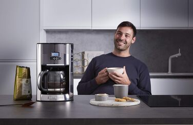 Тостер Russell Hobbs Geo Edelstahl Grau на 2 тости, нержавіюча сталь, сірий - широкі слоти, підставка для булочок, 6 режимів, розморожування, підігрів, 1640 Вт