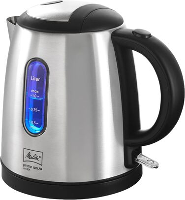 Електрочайник MELITTA Prime Aqua Mini Top 1,0 л, 2200 Вт, нержавіюча сталь, зовнішній індикатор рівня води