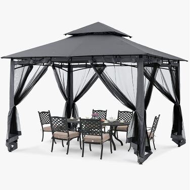 Павільйон садовий ABCCANOPY 2.5x2.5м водонепроникний, сірий (3.35x3.35м) для вечірок та захисту від сонця і дощу